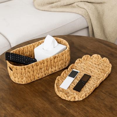 Aufbewahrungskorb aus Strohgeflecht mit großem Fassungsvermögen, staubdicht, dekorativ, Kosmetik-Aufbewahrungsbox mit Deckel, Toilettenkörbe, Schreibtisch