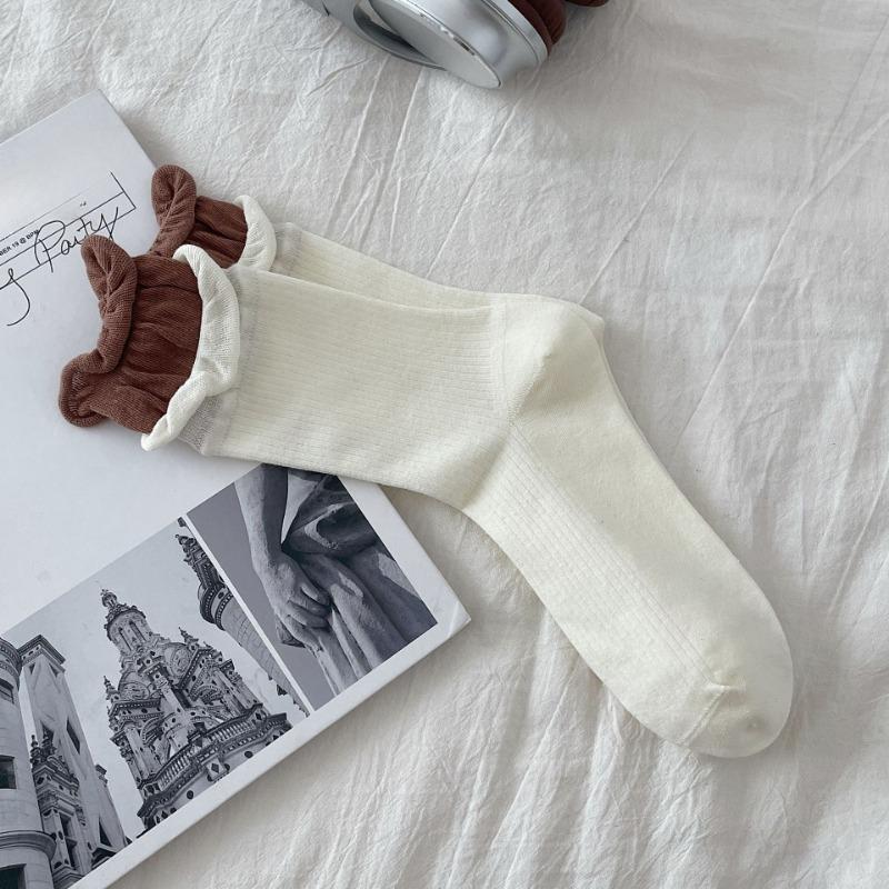 

Женские весенне-осенние цветные носки-гольфы из махрового хлопка без косточек, отводящие влагу 1 pair слоновая кость