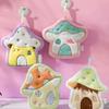 Cute Mushroom House Hand Towel Quick Drying Kitchen Towel Cleaning Rag Coral Velvet Absorbent Hanging Towel Bathroom