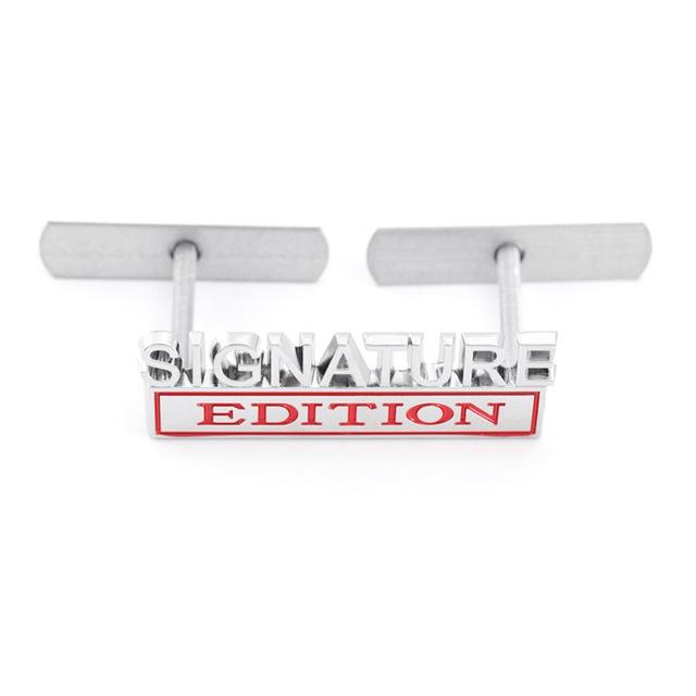 1Pc 3D Metal SIGNATURE Edition Logo Car Front Grille Badge Side Fender Rear Trunk Emblem Sticker Decal
