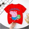 Peppa Pig children's Polyester short-sleeved boys' sports shirt and girls' casual top, 2026 summer T-shirt with cartoon print
