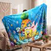 SpongeBob Personalized Flannel Blanket, Custom Printed Text Name, Warm Soft Blanket For Couch Bed