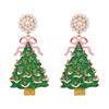 Holiday Dangle Earrings Christmas Drop Jewelry with Gold Tone Glitter Finish for Parties Dinners and Seasonal Styling