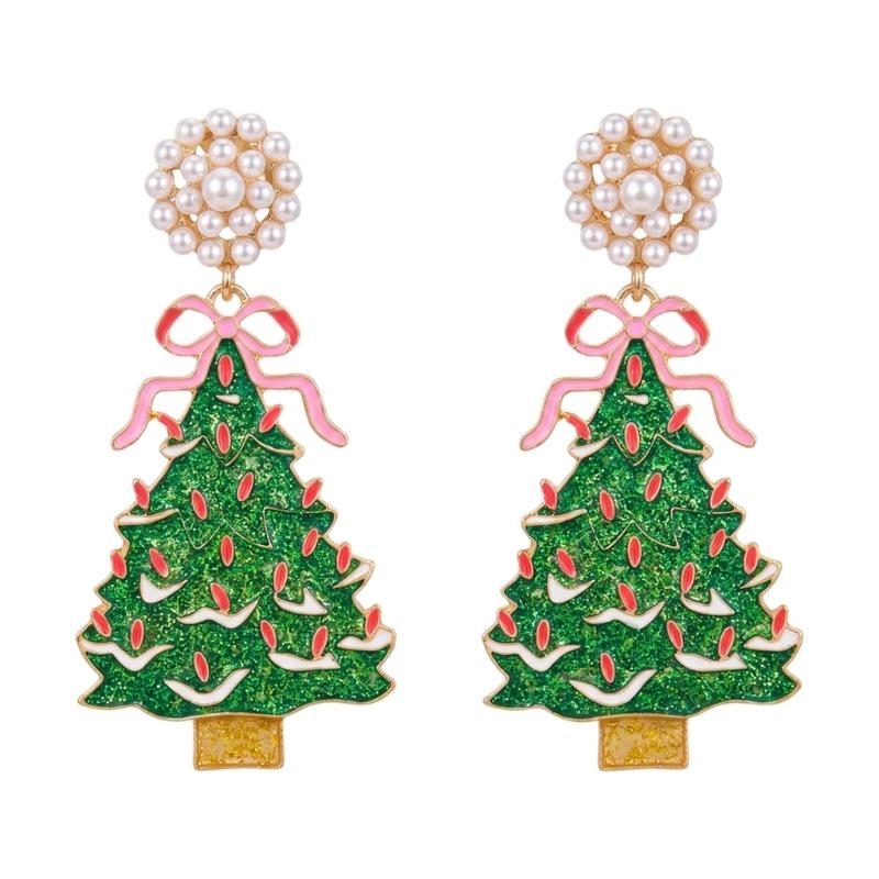 Holiday Dangle Earrings Christmas Drop Jewelry with Gold Tone Glitter Finish for Parties Dinners and Seasonal Styling
