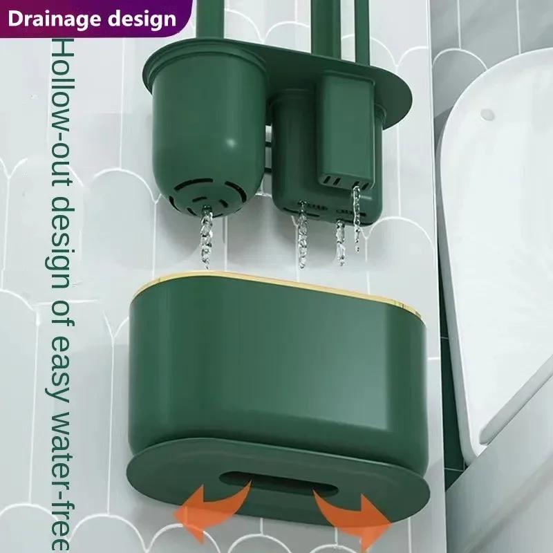 Toilet Brush Mounted No Punching Wall Multi-functional Silicone Tools with Bracket Home Bathroom Accessories Sets