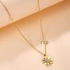 18K Gold Daisy Pendant Necklace with Stainless Steel Clavicle Chain