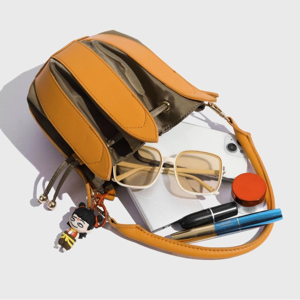Super Ognisty Lotos Torba Wiadro Oryginalny Niszowy Design Brązowa Torba Dynia Torba Ręcznie Prana Torba Crossbody
