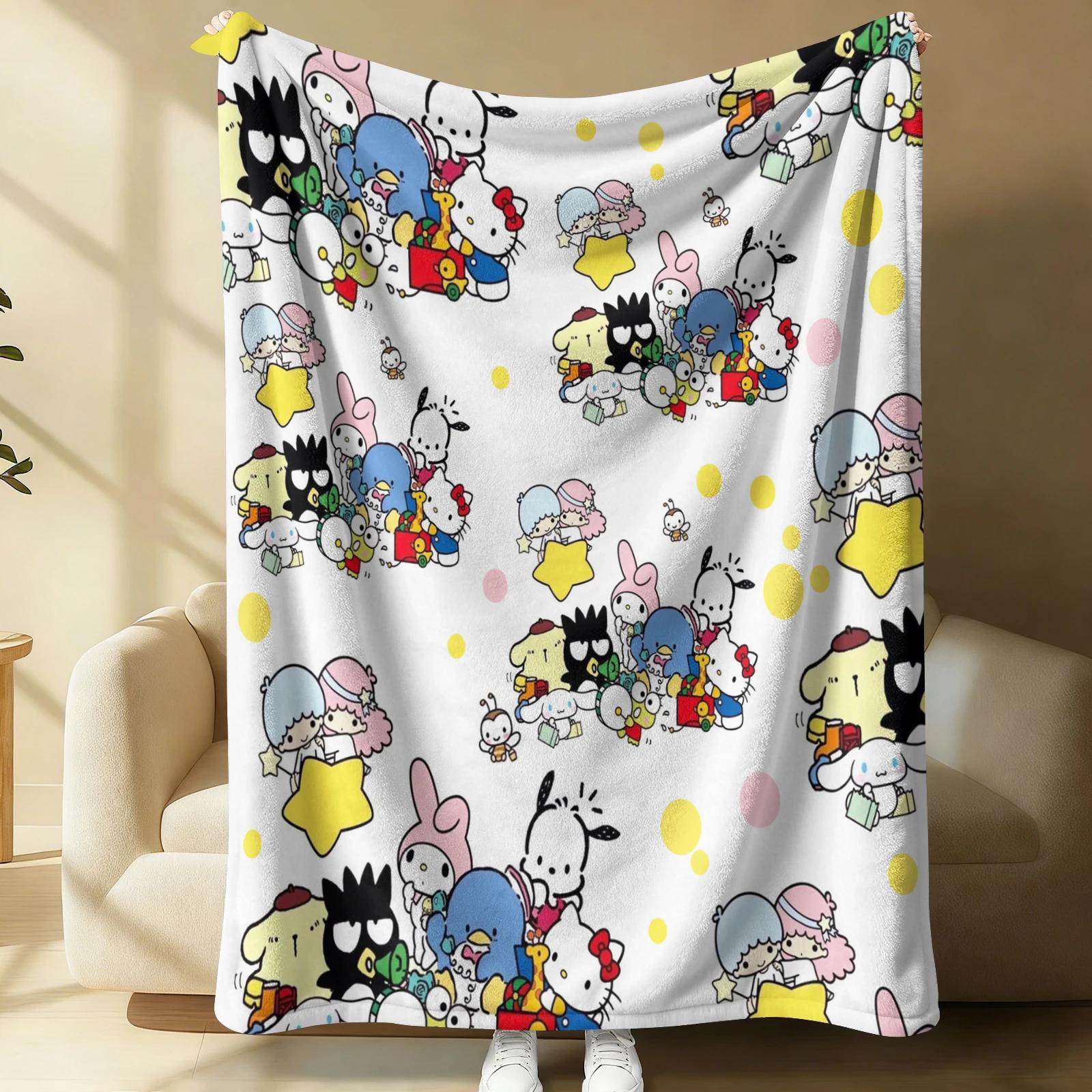 

Hello Kitty Dessert Party Flannel Blanket Soft Warm Fluffy Throw Cute Sofa Bed Cover Office Nap Shawl Lightweight Summer Blanket 100x150cm