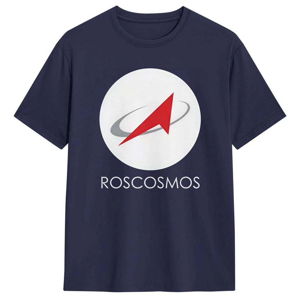 Roscosmos Logo 2026 Unisexs T Shirt Unique Tees Short Sleeve Crewneck TShirts 100 Cotton Gift Idea Clothing
