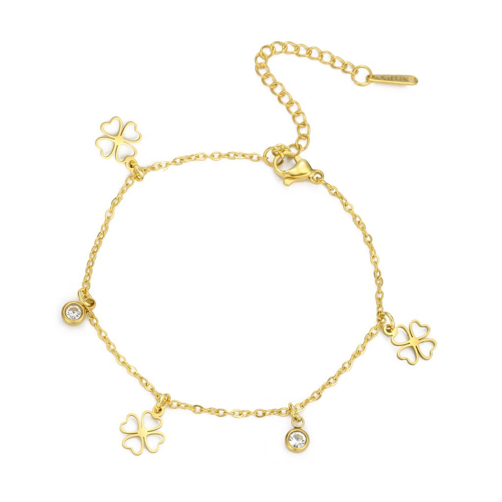 Simple Hollow Heart Four Leaf Clover Pendant Bracelet Fashion Versatile Women Jewelry