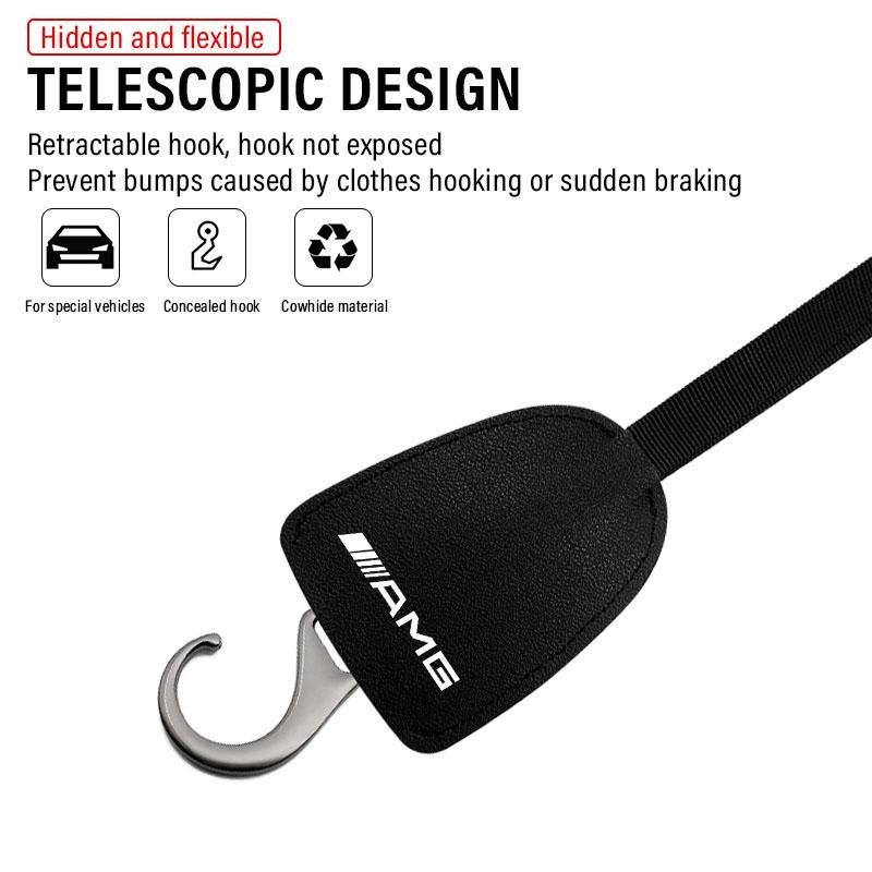 1/2pcs Leather Car Seat Back Hooks Portable Hanging Bag Rack For Mercedes Benz AMG W212 W205 W246 W177 W176 W213 GLC GLE GLS ML Welcome Laser Lamp
