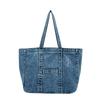 Tote Bag Large Capacity Handbag Solid Color Underarm Packs Sweet Denim Tote Bag  Girls