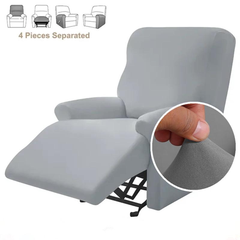 4Pcs/Set Solid Color Stretch Recliner Sofa Cover For Living Room Elastic Non Slip Armchair Covers All-Inclusive Couch Slipcovers