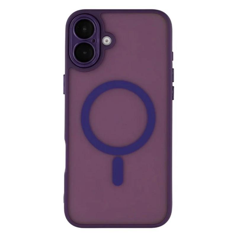 

For iPhone 16 Back Cover Compatible with MagSafe WANLONFENG QB1 Series PC TPU Shockproof Phone Case Purple