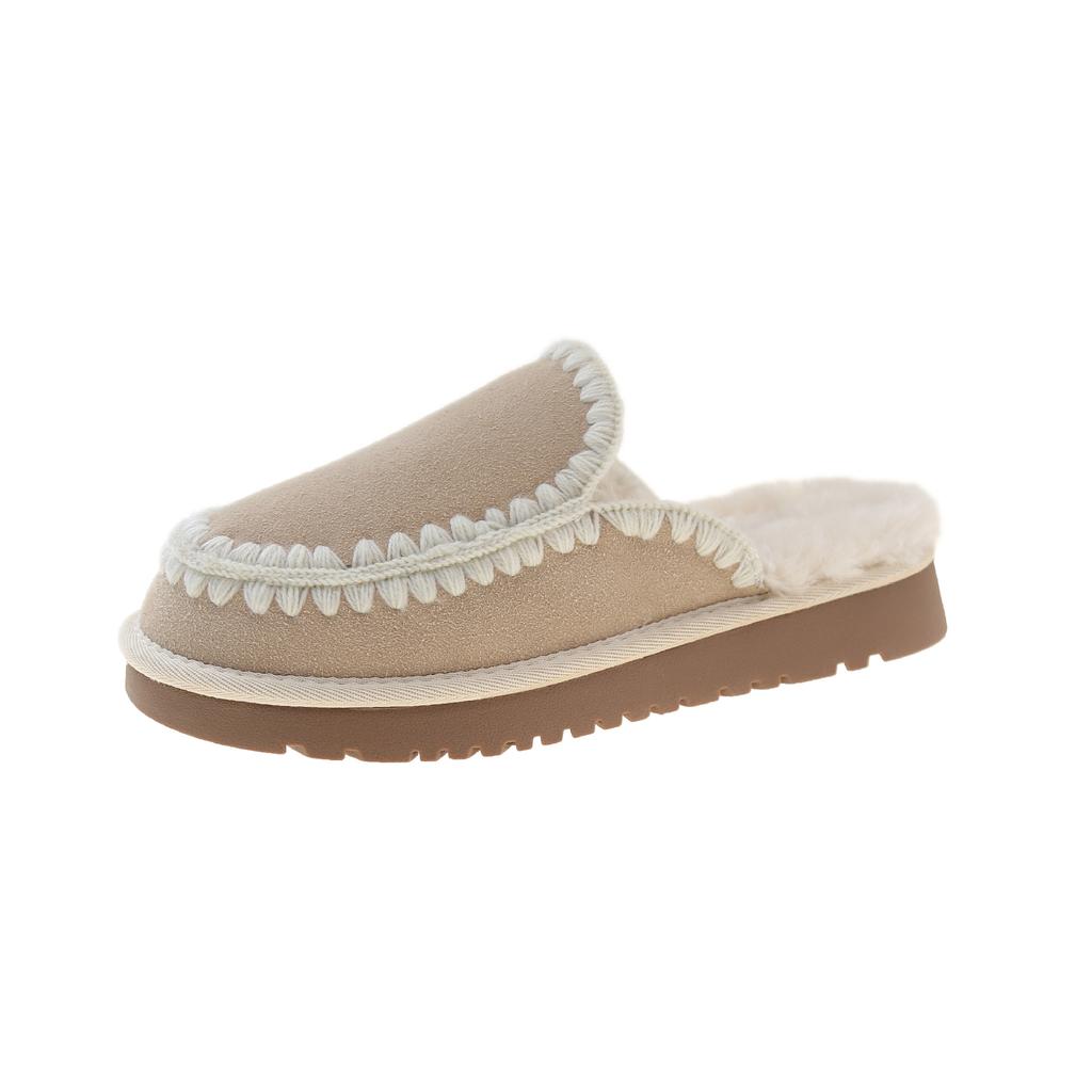 Fashion, Lightweight, Retro, Heightened Thick-soled Fluffy Slippers for Women's Outer Wear 2025 New Autumn and Winter Velvet Warm Slippers