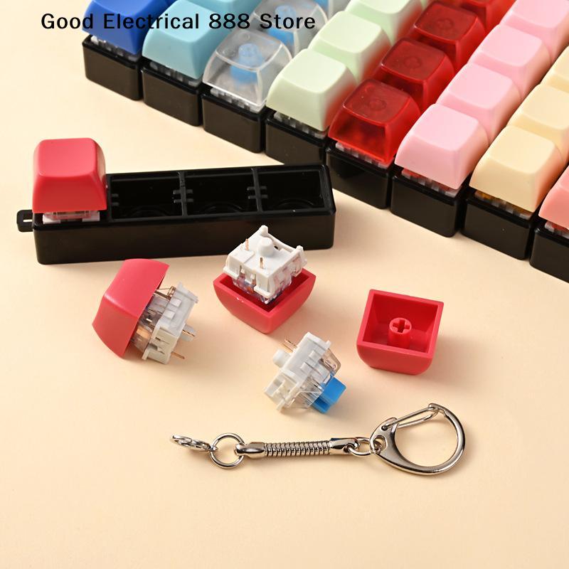 Keyboard Key Toy 4 Keys Button Keycap Fidget Keychain Keyboard Clicker Toy Keyboard Cube Toy for Adult Gifts To Relief Pass Time