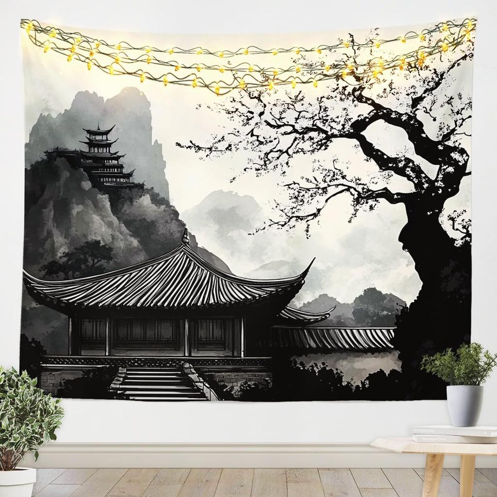 Japanese Wave Tapestry Kids Ocean Wave Sunset Wall Hanging For Boys Girls Teens Japanese Ukiyoe Mount Wall Blanket Sea Waves