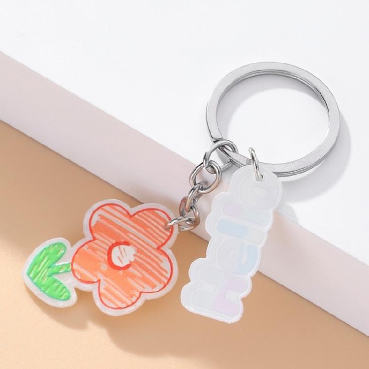 Flower Butterfly Heart Keychains Cartoon Pendant Keyring Handbag Charm Pendant