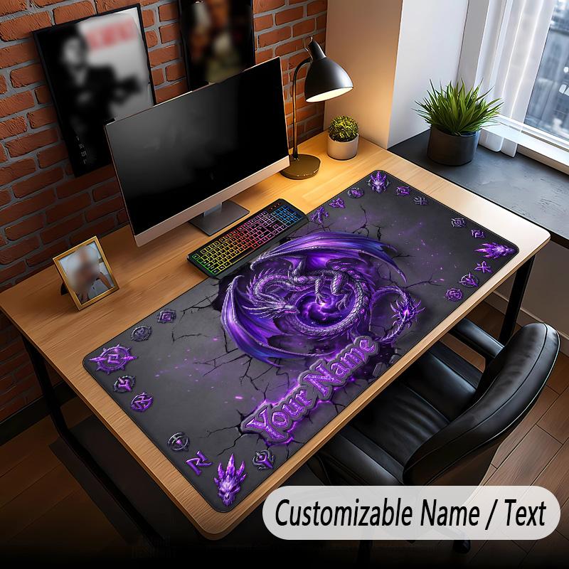 Dragon Theme Custom Mouse Pad Personalized With Name Text Customized Desk Mat For Office Home Decor
