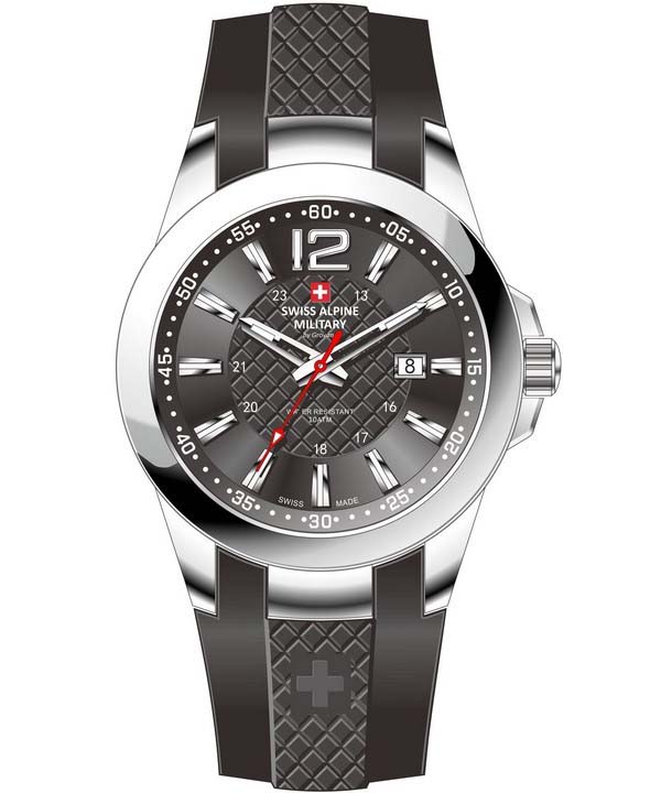 Swiss Alpine Military Combat Air Женские часы, кварцевые, черный циферблат, силиконовый ремешок чёрный