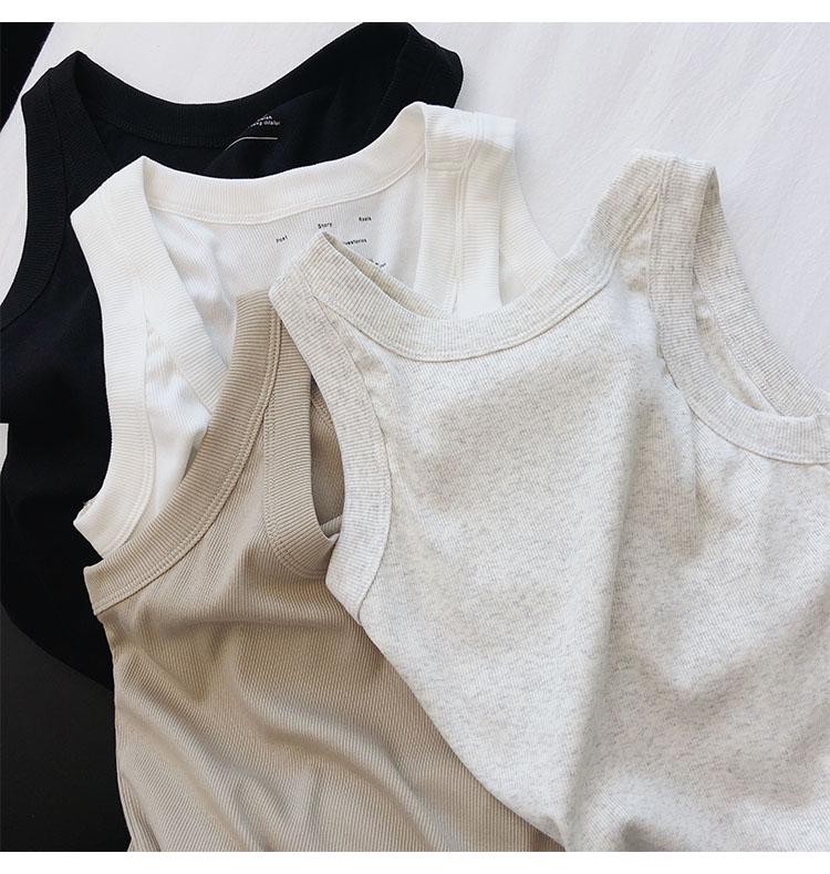 Women's Slim Fit Ribbed Cotton Camisole: Breathable, Elastic, Cropped Sports Vest for Summer