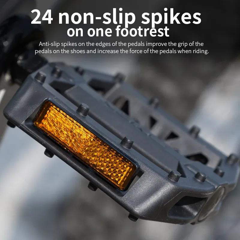 Nylon Anti-Slip Reflective Pedals Chromoly Steel Axle 14mm Lightweight for All Bikes Folding Bike Compatible