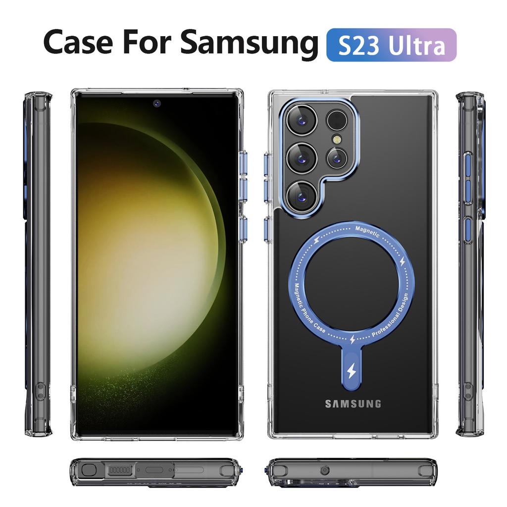 For A56 5G for Samsung Phone Case Ins Wind Magnetic Suction Phone Case Anti Drop, Yellow Resistant Transparent Phone Case