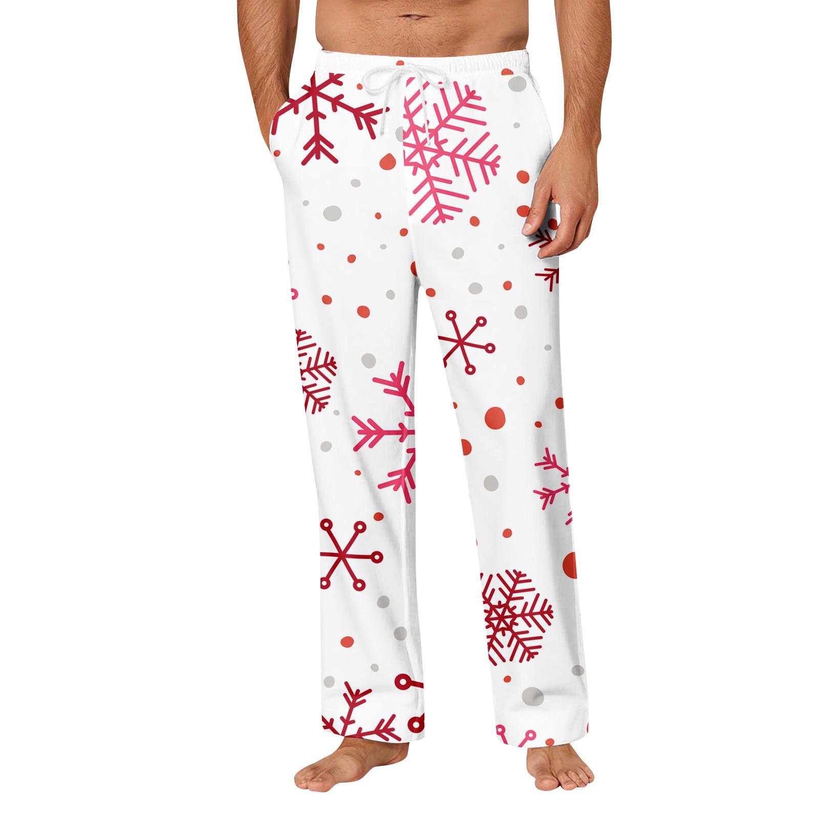 

Мужские удобные повседневные брюки с рождественским принтом и карманом, домашние брюки для сна XL красный