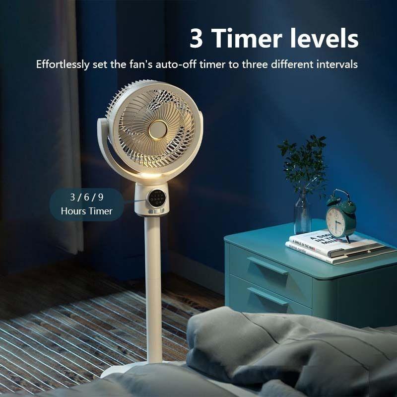 High Wind Volume Floor Electric Fan Adjustable Height Vertical Fan Household Portable Rechargeable Air Circulation Fan