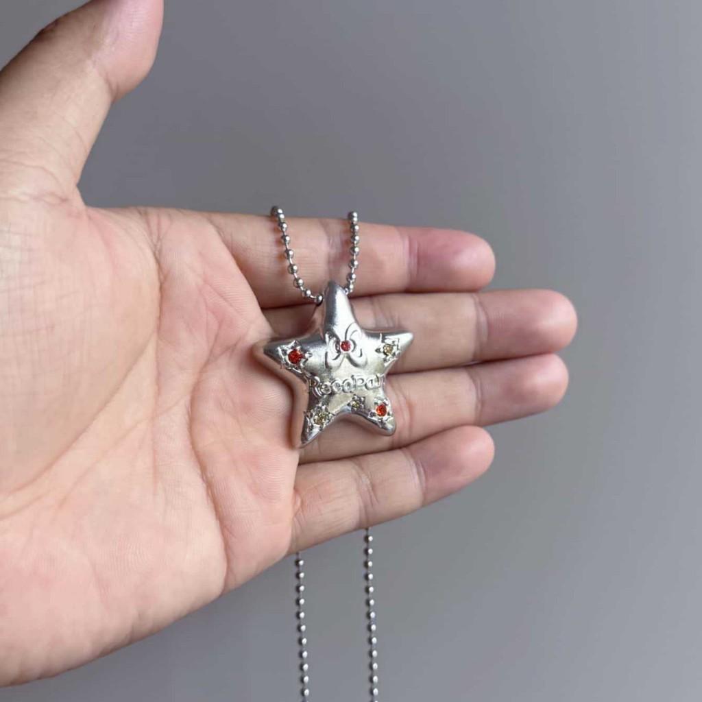 Lucky Star Geometric Pendant Necklace With Alloy Chain For Women