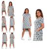 Summer Women Stars Printed Clothing Loose Fit Knee-length Casual Dress In Cotton Blend