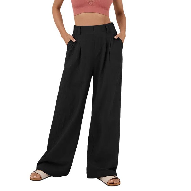 Women's Long Straight Leg Pants, High Waisted Pants, Wide Leg Pants, Casual Loose Pants