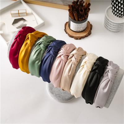 Minimalist Women Girls Daily Hairbands Soft Silky Satin Cloth Knotted Headbands Fashion Female Hair Hoop Accessories