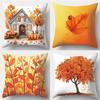 Autumn Scenes House Leaf  Tree Pillows Pattern Cushion Cover Suitable For Sofa Bedroom Car Pillow Cover