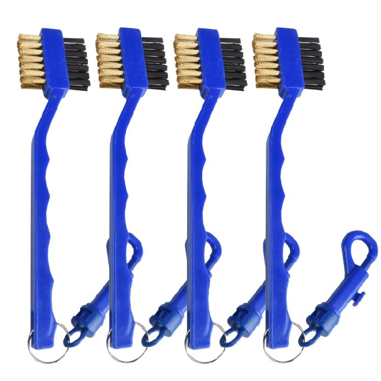 Double Sided Golfs Head Brush with Spikes for Cleaning Grooves Shoes Golfs Club Cleaner Brush with Retractable Carabiner