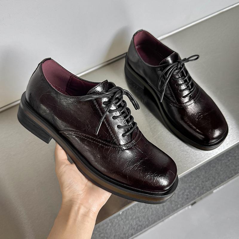 

Men New Business Casual Derby Shoes Retro Niche Cracked Breathable Fashiable Shoes for Men Daily Commuting 38 красный