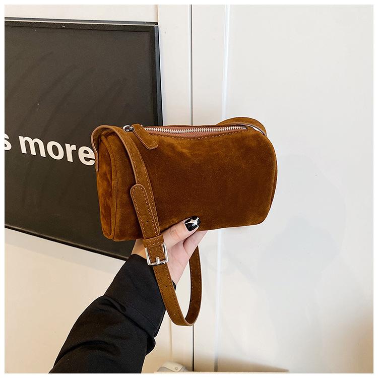 Frosted ROW Underarm Bag Cylinder Bag Vintage Fashion Premium Women's Pillow Bag Casual Shoulder Handbag