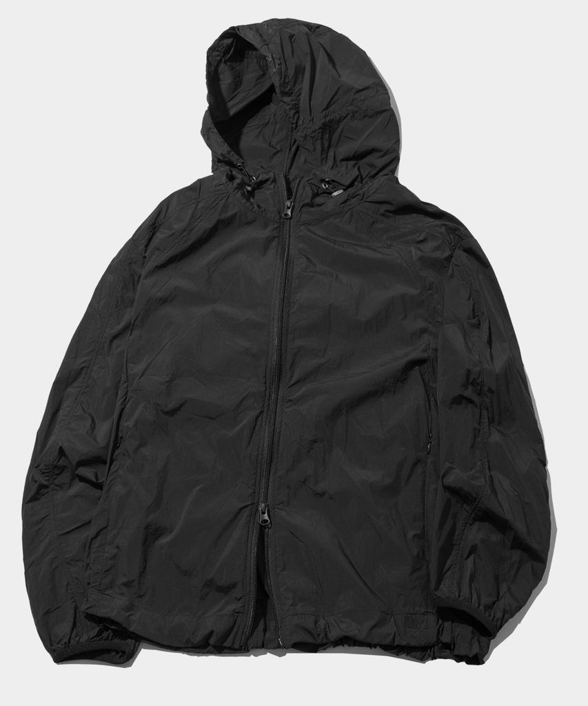 Placestudioman Hooded String Two-Way Zip-Up Nylon Windbreaker [Beige]