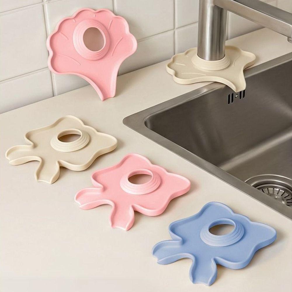 Creative Silicone Faucet Mat Quick Drainage Shell Drainage Mat Countertop Use
