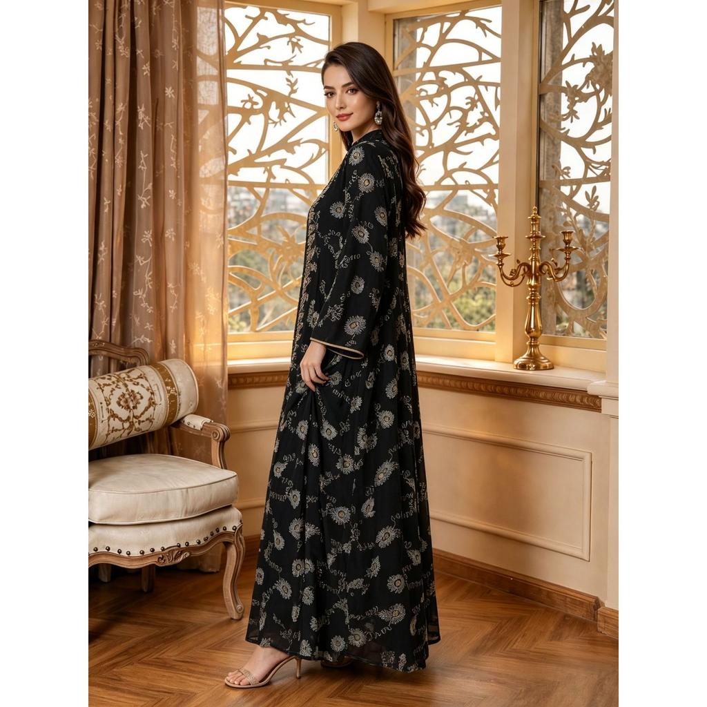 New Arrival Sheer Mesh Embroidered Long Maxi Robe, Elegant Heavy Embroidery Breathable Gown For Holiday Party Evening Dress