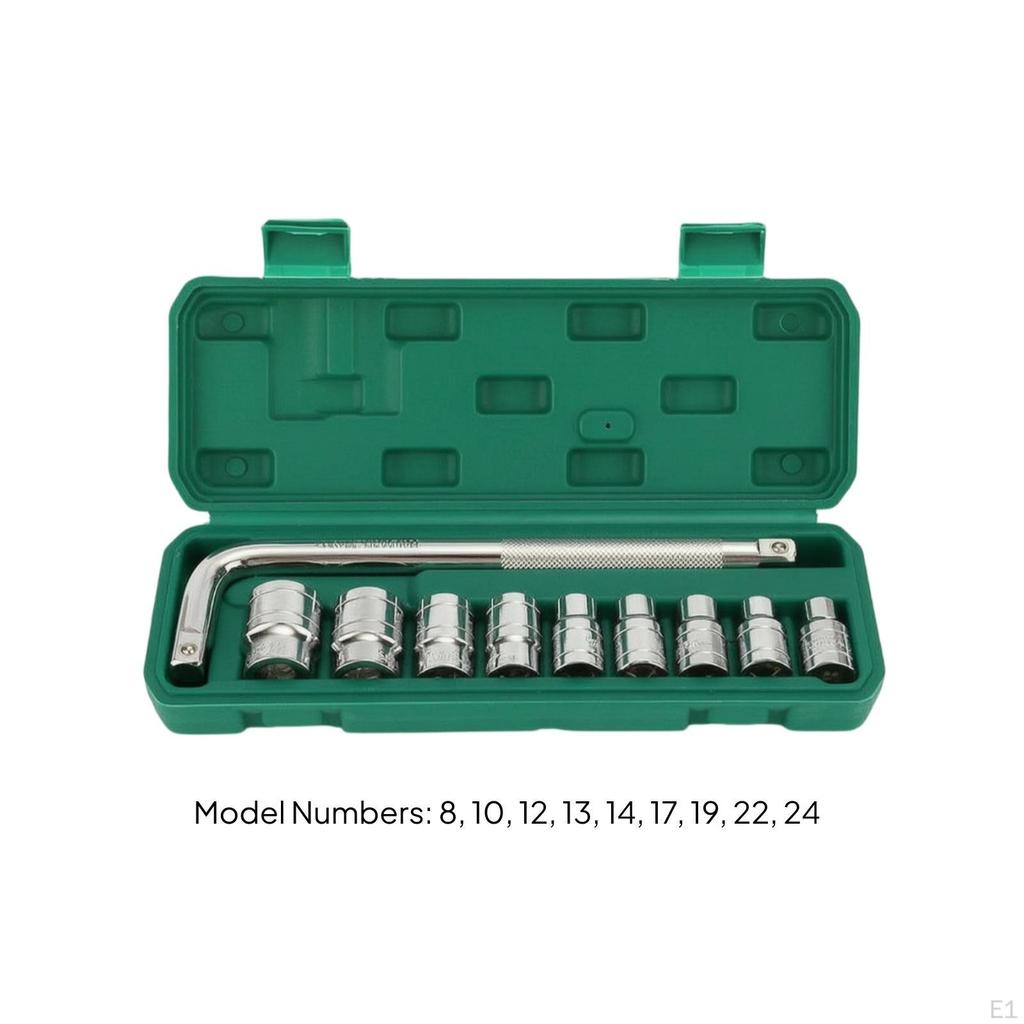LShaped Socket Wrench Set Textured Grip with Case ChromeFinished Tool Kit