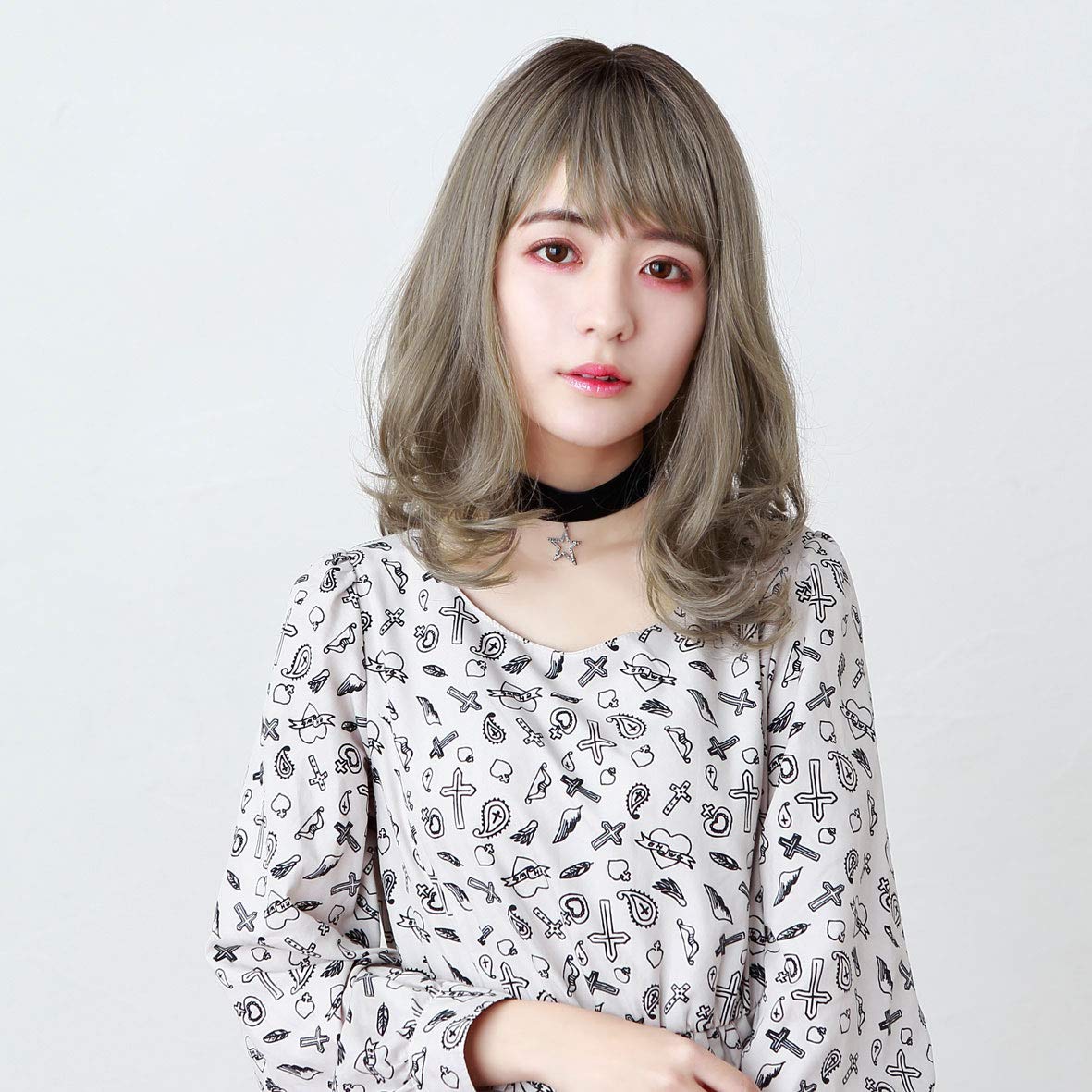 

Priscilla Priscilla All-Wig Gradation Frill Curl Midi CTA-693 Heat-Resistant CTOG Olive Gray