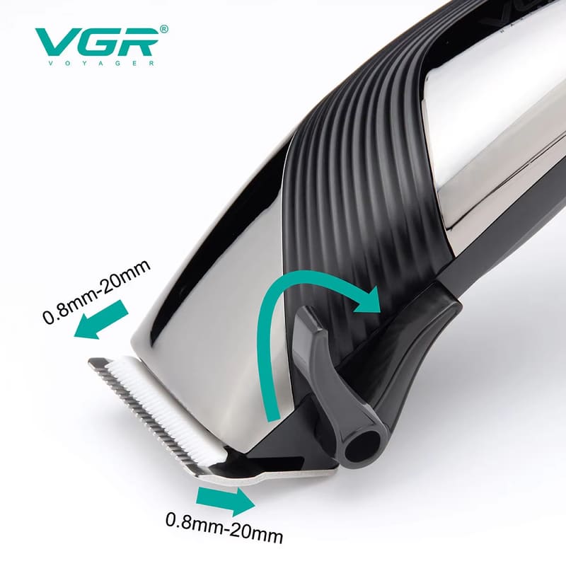 VGR 121 Hair Trimmer Adjustable Hair Cutting Machine Professional Oil Head Clipper Electric Haircut Machine Wired Trimmer Clipper Carved Home Clippers