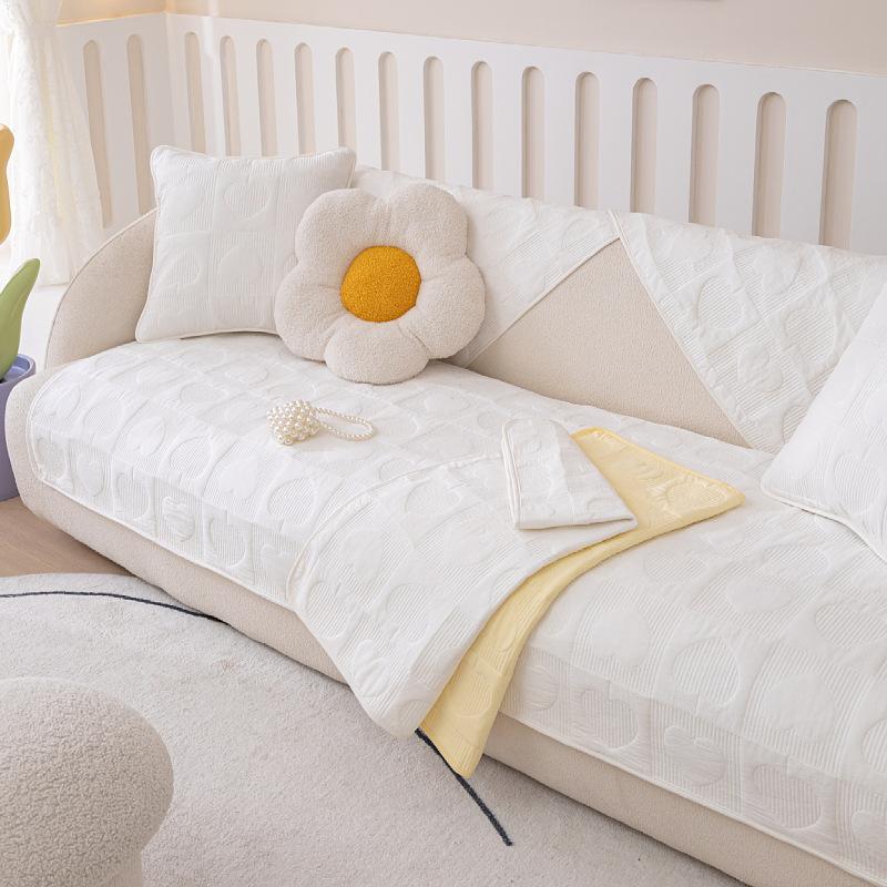 Macaron Color Non-slip Sofa Cushion Cushion Fabric Simple Modern Solid Color Sofa Towel Sofa Cover Universal for All Seasons