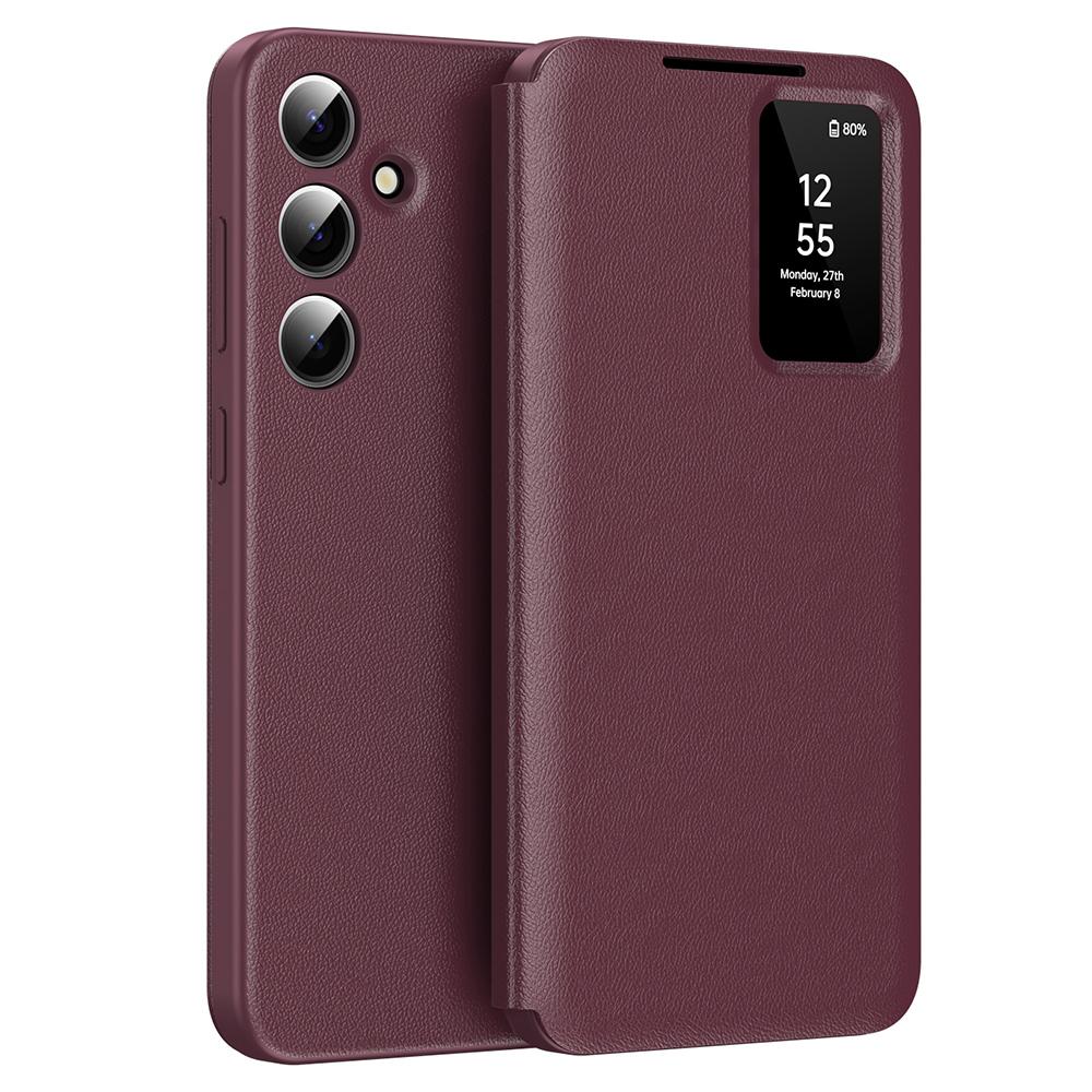 Pro pouzdro Samsung Galaxy S24 FE s držákem na karty Okénko Smart View Kožený kryt na telefon