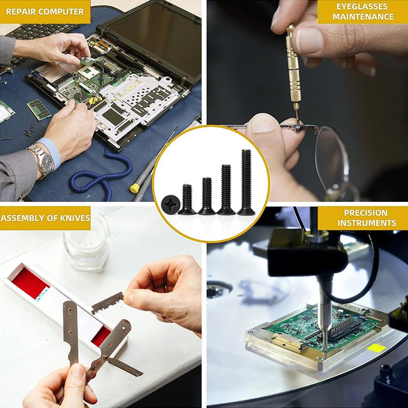 220PCS (M2-M3) black cross flat head screw kit, suitable for electrical maintenance.