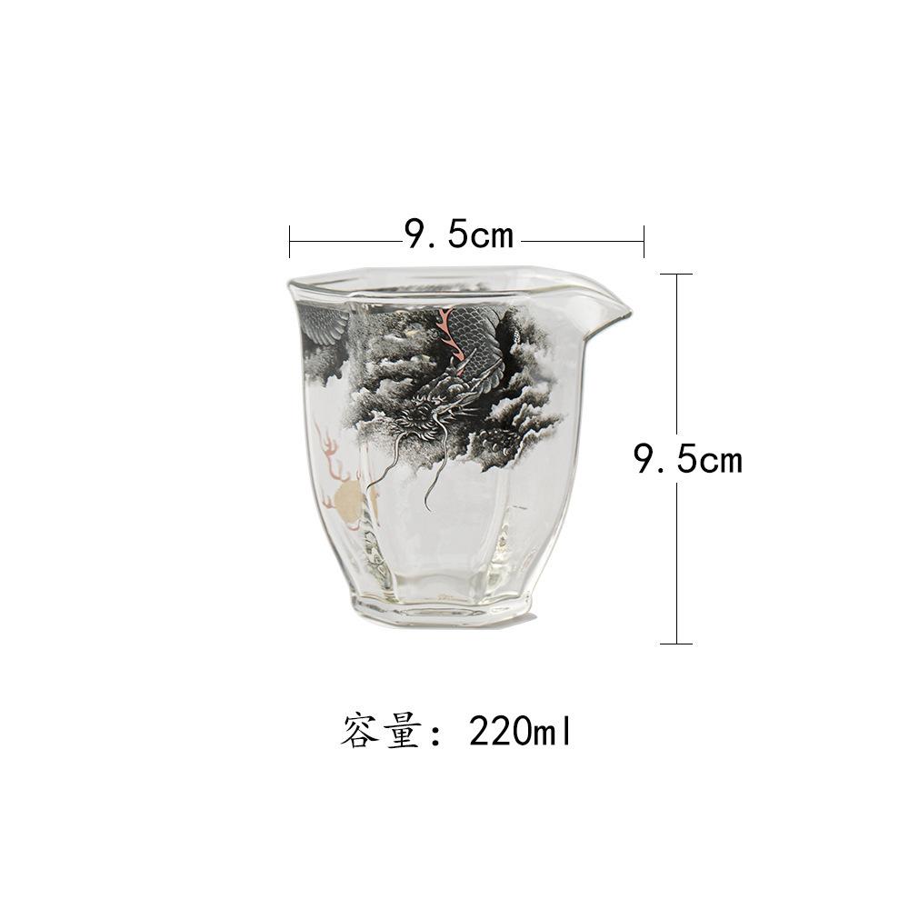 

220ml Japanese Style Glass Dragon Hexagonal Tea Pitcher Divide Tea Cha Hai Dispenser Justice Cup Fair Mug Teaware Accessories