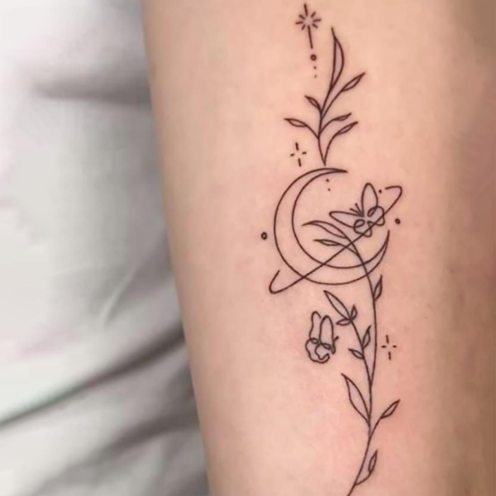 Glow Makeup Unisex Wind Simple High-End Personality Small Fresh Butterfly Moon Bouquet Tattoo Sticker