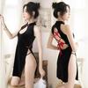Plus Size Golden Velvet Lace-up Qipao Pajamas - Sexy Women's Summer Retro Style