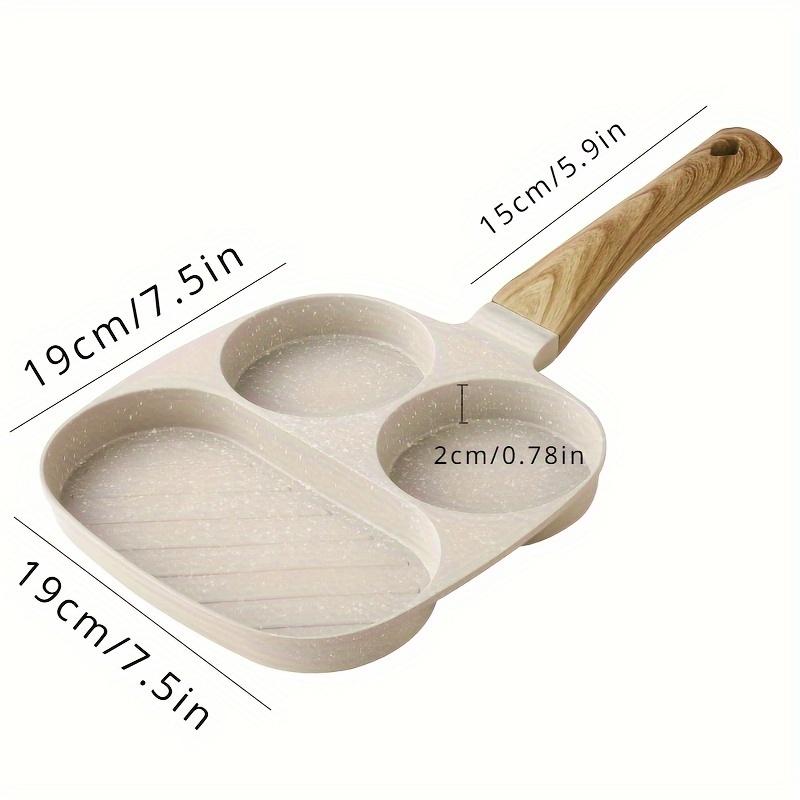 1pc Non-Stick Aluminum Frying Pan 7.5''x7.5'', 3-Section Egg Frying Pan, Pancake Pan, Kitchen Utensil, Kitchen Gadget, Kitchen Accessory with Handle